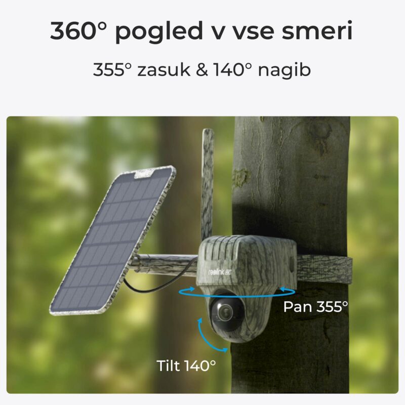 Reolink IP Kamera GO serija G450 4K, Zunanja, Baterijska, 4G LTE, 360° pogled +Solarni Panel