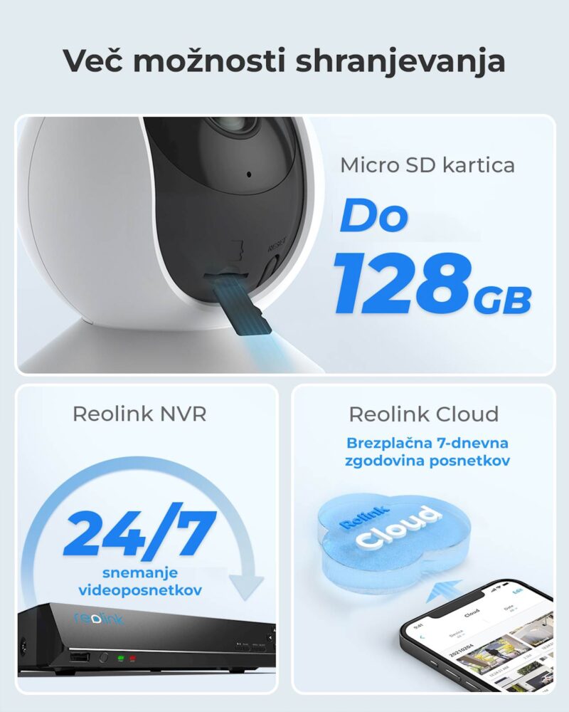 Reolink IP Kamera  E serija E330 Wi-fi, Notranja, 5MP, Auto sledenje,Bela