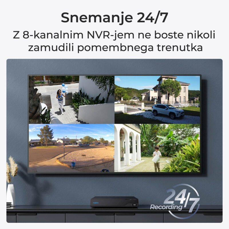 Reolink NVR snemalnik NVS8-5MB4 5MP, 8 kanalni NVR z 2TB HDD, 4x Kamera POE