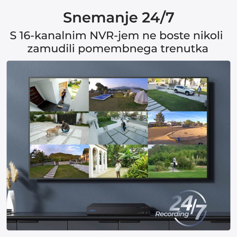 Reolink NVR snemalnik NVS16-12MB8 4K, 12MP, 16 kanalni NVR, 4TB HDD, 8x kamera POE