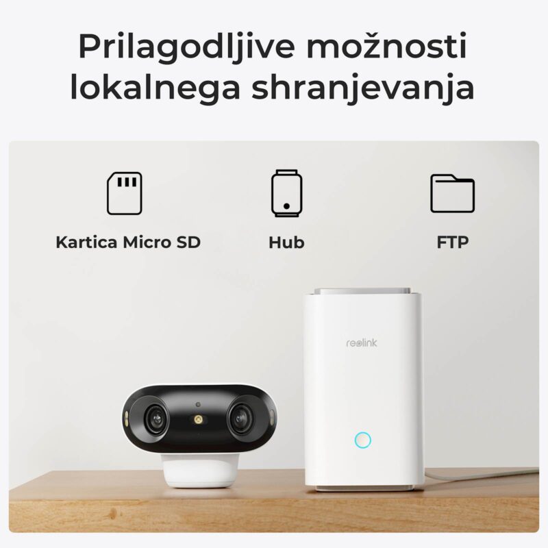 Reolink IP Kamera Argus serija B740X 4K, 180° dvojna leča, Barvni nočni vid ColorX, Baterijska.
