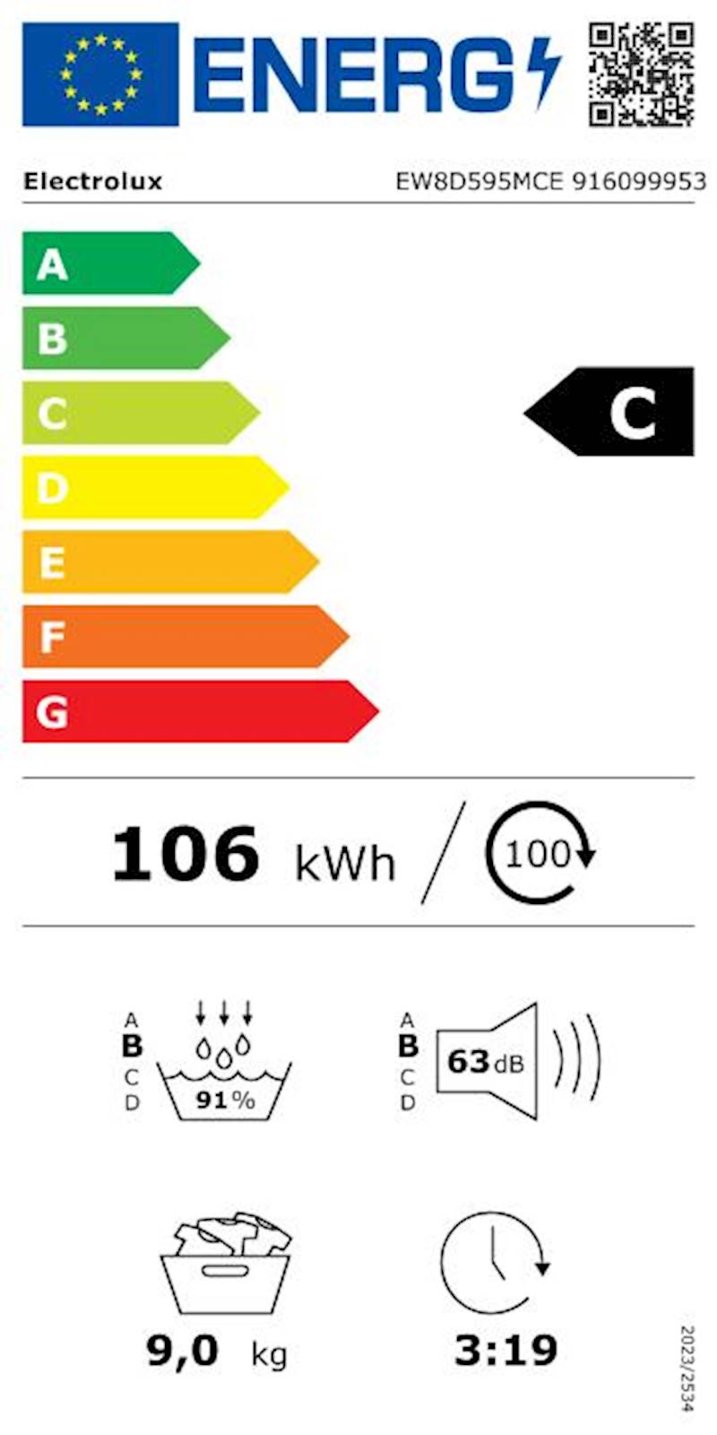 Sušilni stroj Electrolux EW8D595MCE, inverter, 9kg
