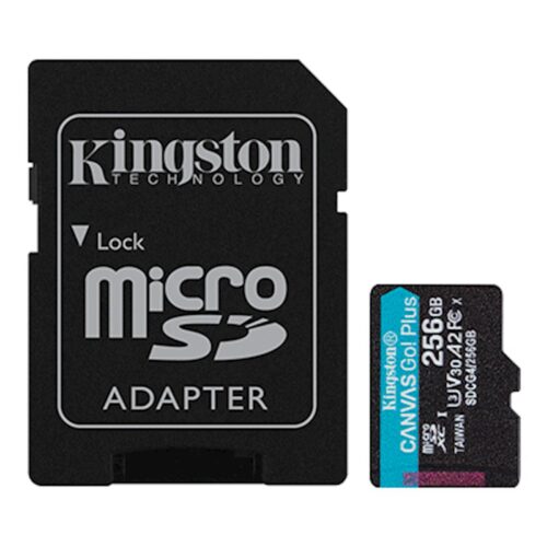 SDXC KINGSTON micro 256GB Canvas Go Plus, 200/160MB/s, C10, UHS-I, U3, V30, A2, adapter