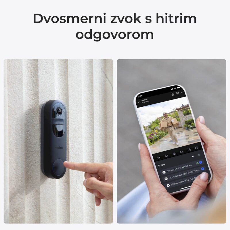 Reolink pametni zvonec D340B+ zvonček, 2K, Baterijska,PIR, IP65.
