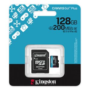 SDXC KINGSTON micro 128GB Canvas Go Plus, 200/100MB/s, C10, UHS-I, U3, V30, A2, adapter SDXC KINGSTON micro 128GB Canvas Go Plus, 200/100MB/s, C10, UHS-I, U3, V30, A2, adapter