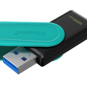 USB disk Kingston 128GB DT Exodia S, 3.2 Gen1, črn/turkizen, z vrtljivim pokrovčkom