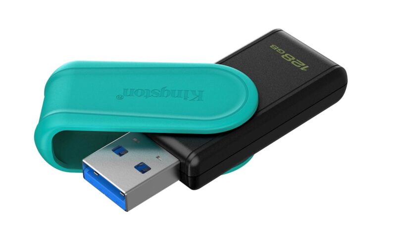 USB disk Kingston 128GB DT Exodia S, 3.2 Gen1, črn/turkizen, z vrtljivim pokrovčkom