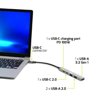 HUB PORT USB 5 PORTS 3A + 1C + PD 100W - for Bt