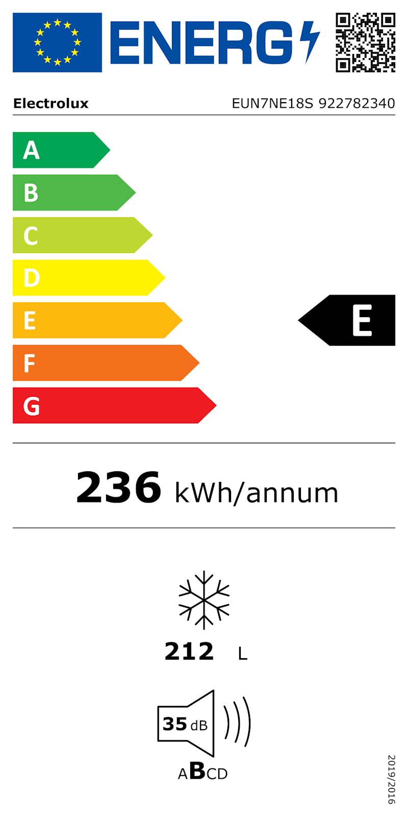 Vgradna zamrzovalna omara Electrolux EUN7NE18S, 177,2 cm