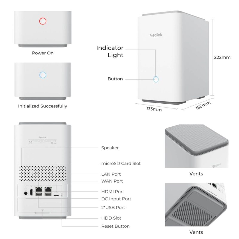 Reolink Home Hub P1 2TB disk, do 24 kamer/12 POE, WI-FI 6, Zvočnik 120dB