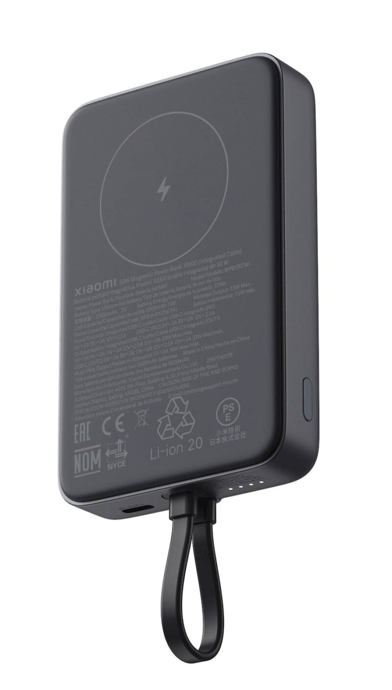 Xiaomi 33W magnetna prenosna baterija 10000 Črn, 7.5W brezžično, 30W žično polnjenje