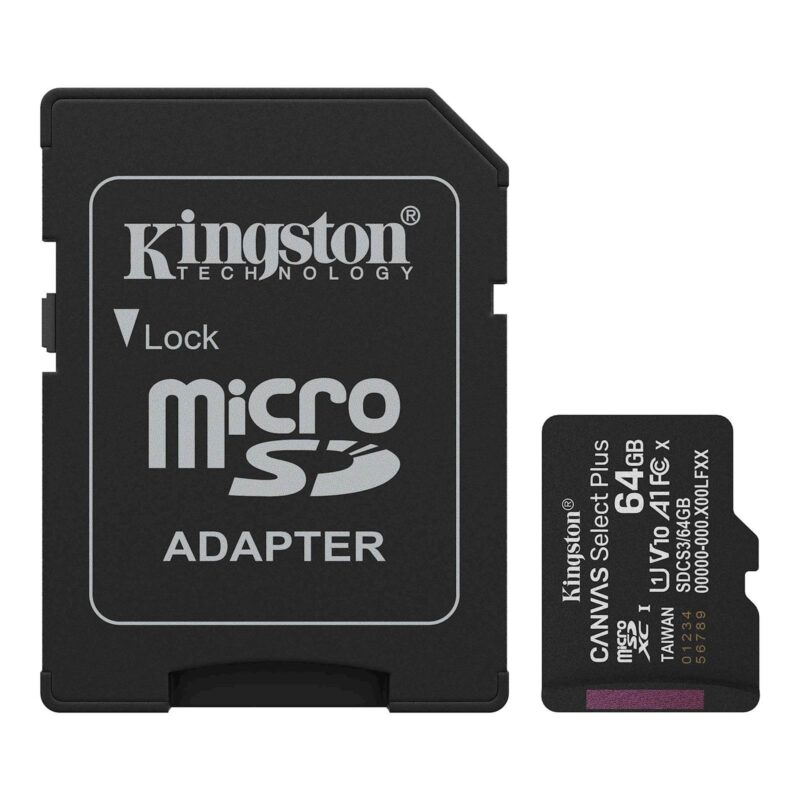 SDXC KINGSTON MICRO 64GB CANVAS SELECT Plus, 100MB/s, C10, UHS-I, U1, V10