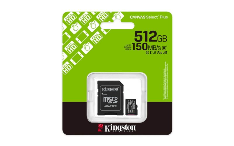 SDXC KINGSTON MICRO 512GB CANVAS SELECT Plus, 150MB/s, C10, UHS-I, U3, V30