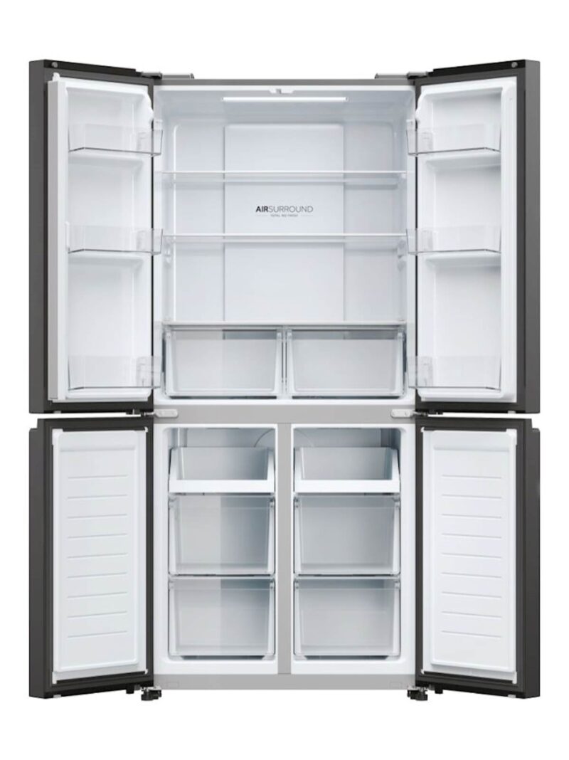 Hladilnik HAIER HCR3818ENPT, 181,5 cm, E, 467 l, 4-vratni, Temni inox