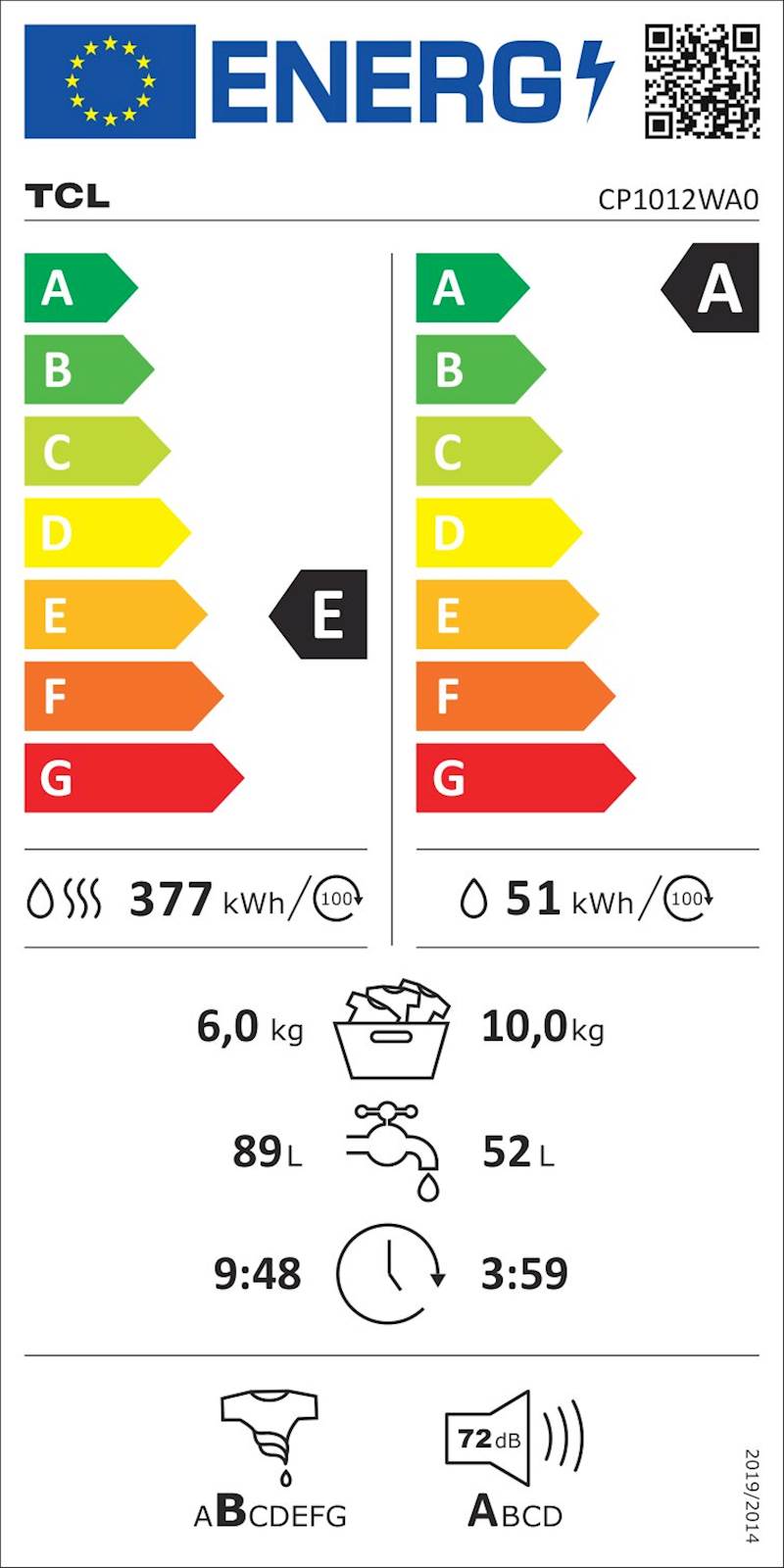 Pralno-sušilni stroj TCL CP1012WA0, 10+6kg