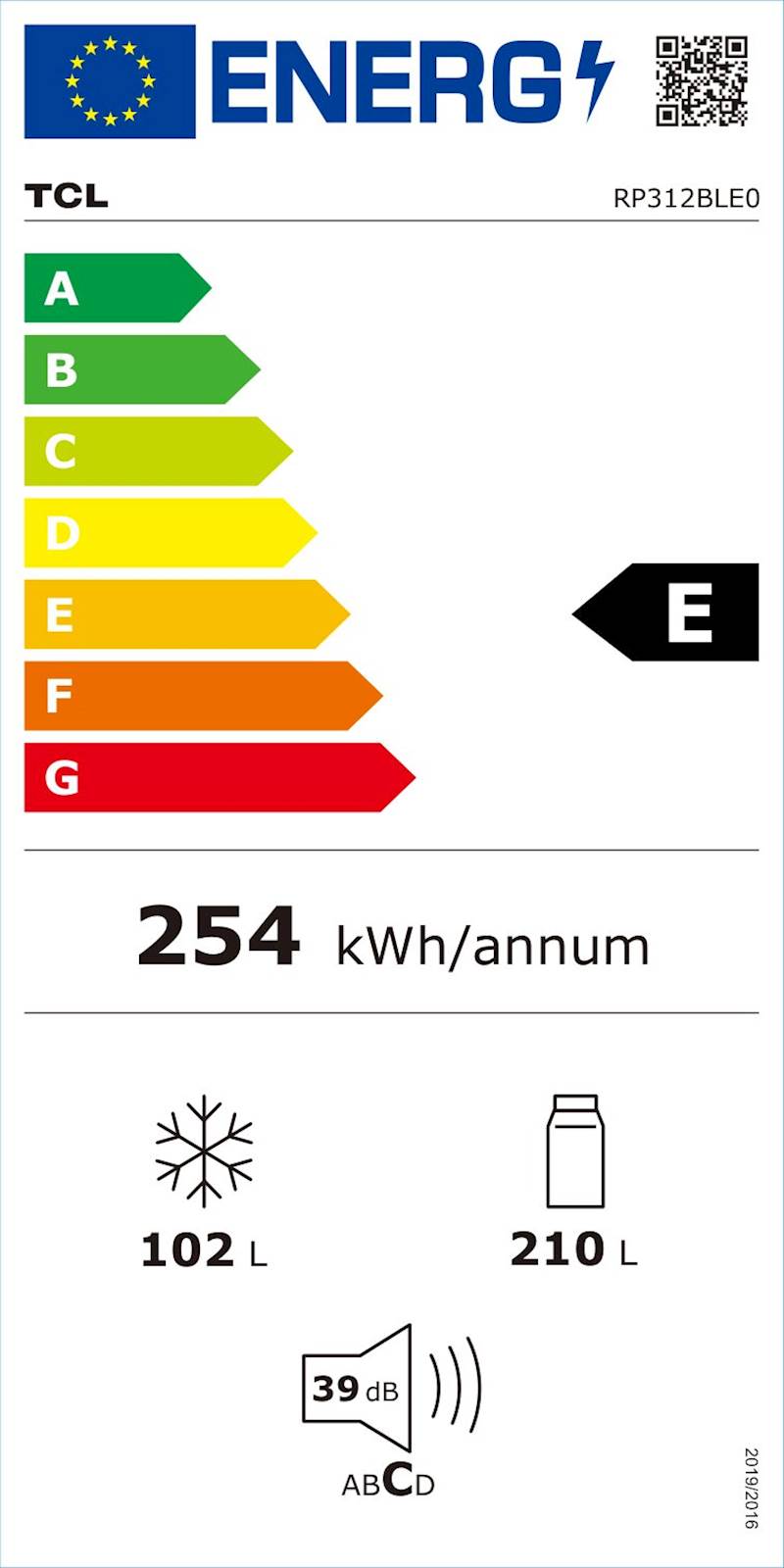 Hladilnik kombiniran TCL RP312BLE0, Total No Frost