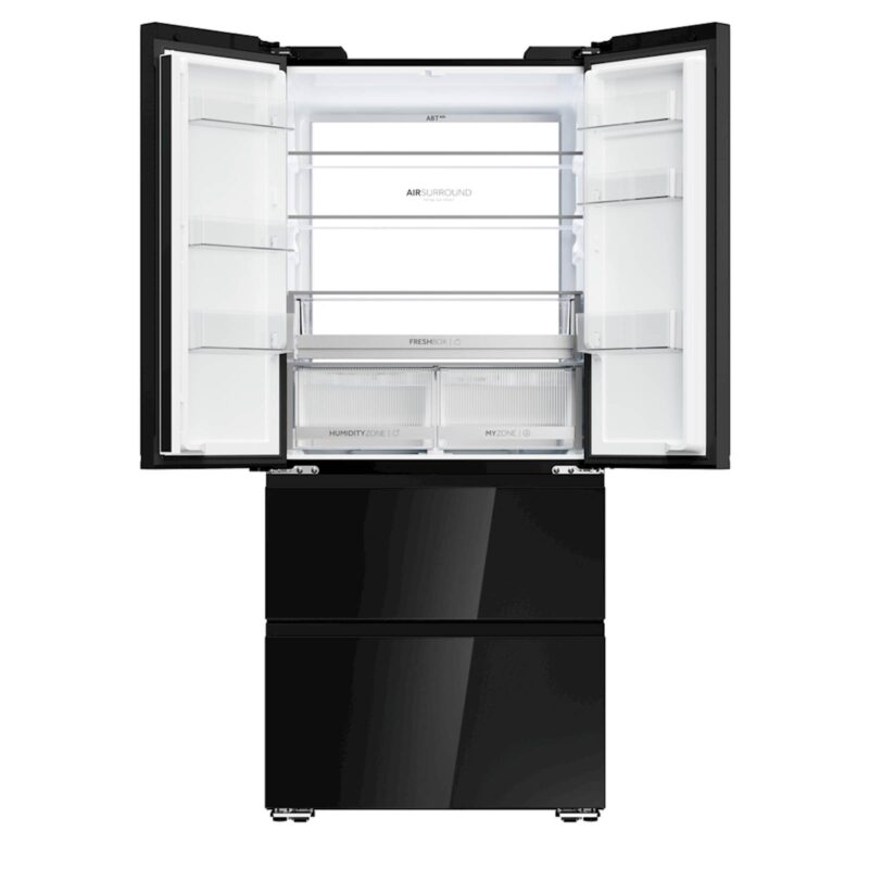 Hladilnik HAIER HFKR7819DNGB, 190 cm, E, 468 l, French Door, črna na steklu