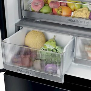 Hladilnik HAIER HFKR7819DNGB, 190 cm, E, 468 l, French Door, črna na steklu