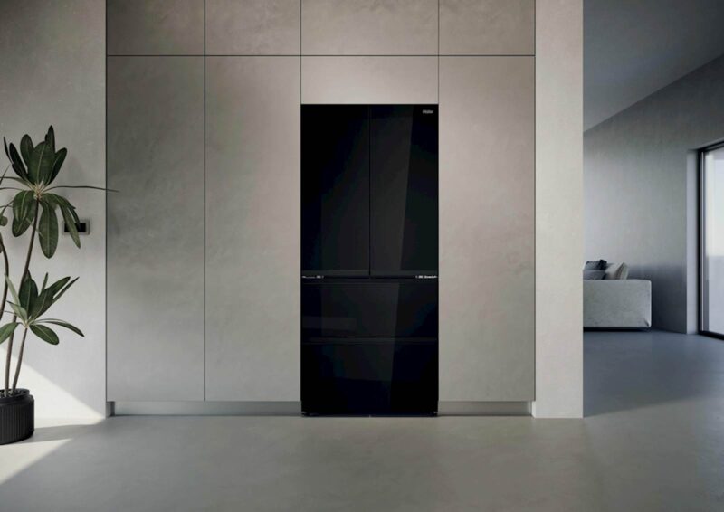 Hladilnik HAIER HFKR7819DNGB, 190 cm, E, 468 l, French Door, črna na steklu
