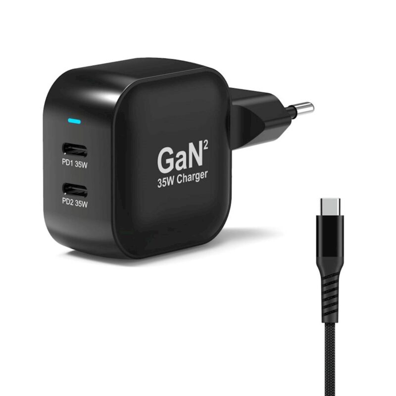 Napajalnik PORT Tip C PD 35W GaN + CtoC CABLE 2 M