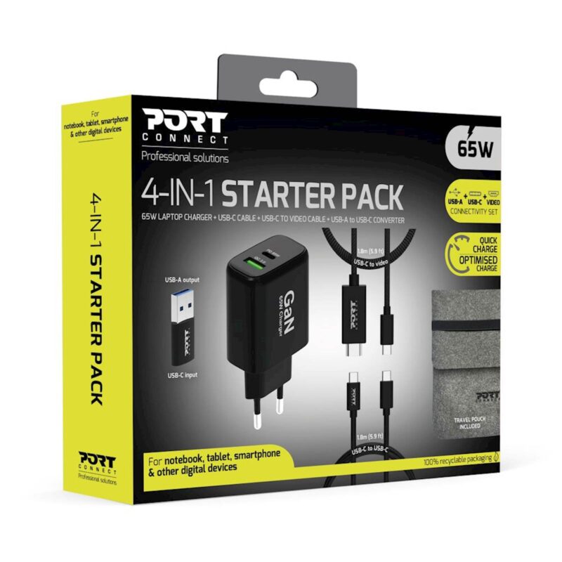 NAPAJALNIK PORT STARTER KIT 4 IN 1  65W GAN