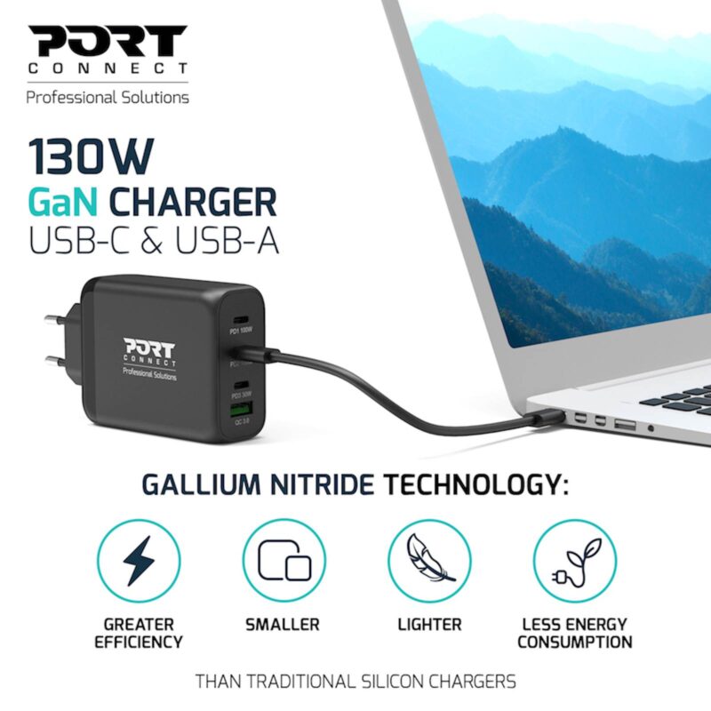 NAPAJALNIK PORT C PD 100W GAN +  KABEL 2M 130 W