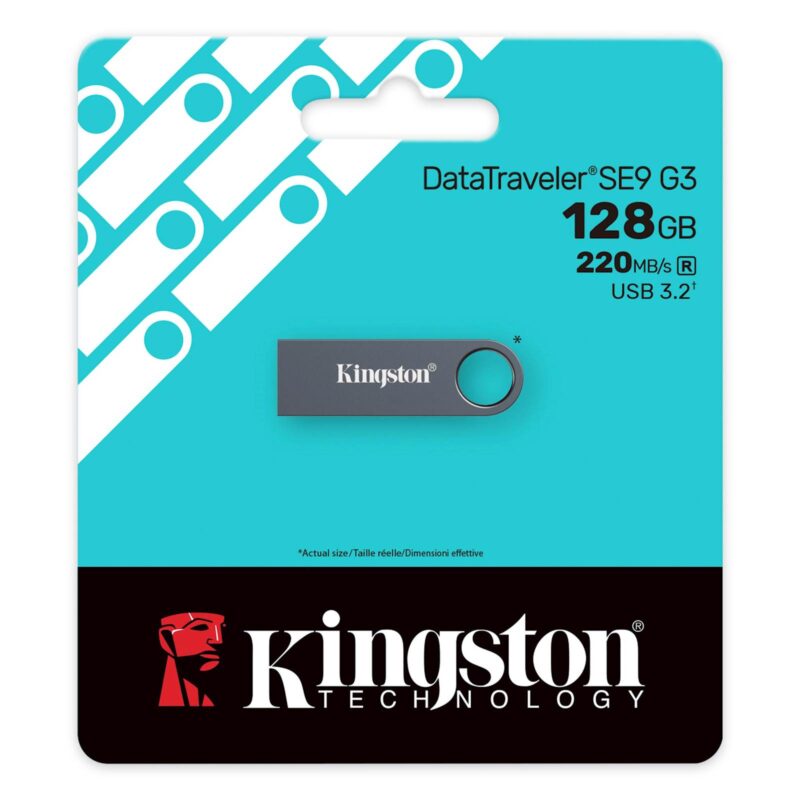 USB disk Kingston 128GB DT SE9 G3, 3.2, 220/100MB/s, kovinski, nikelj barva