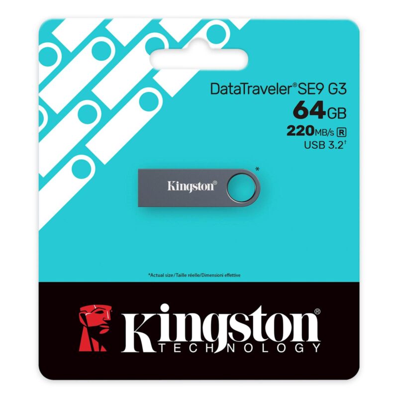 USB disk Kingston 64GB DT SE9 G3, 3.2, 220/100MB/s, kovinski, nikelj barva