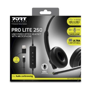 Slušalke stereo PORT USB z mikrofonom, žične