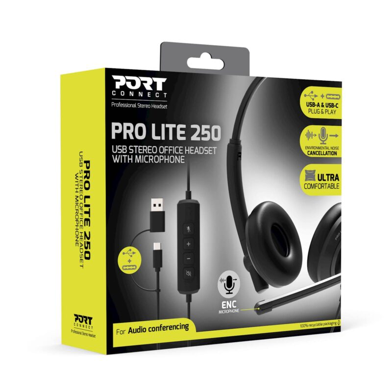 Slušalke stereo PORT USB z mikrofonom, žične