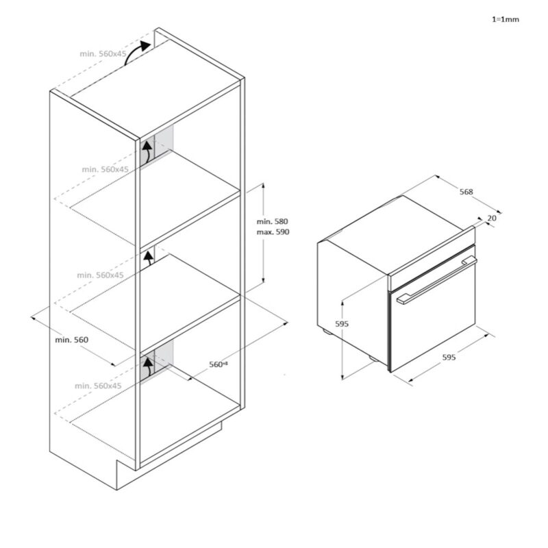 Vgradna pečica CANDY CA6 NP5B3YTX, inox, A++