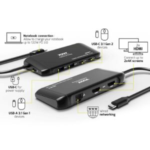 POLNILNA POSTAJA PORT TIP C TRAVEL 2X4K PD 100W (HDMI 2x)