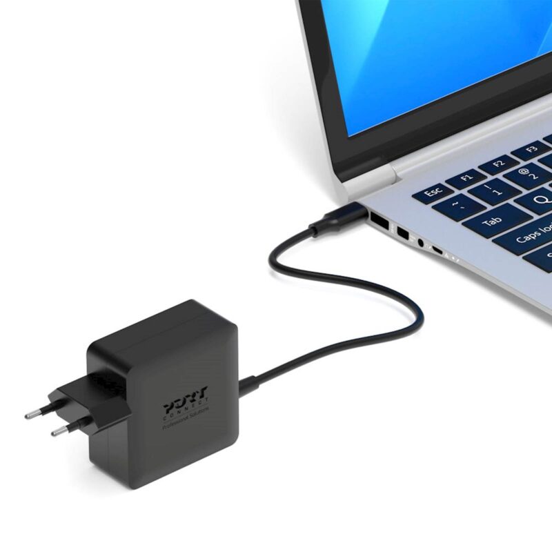 Napajalnik Port GaN 65W, Tip C, AC plug in EU