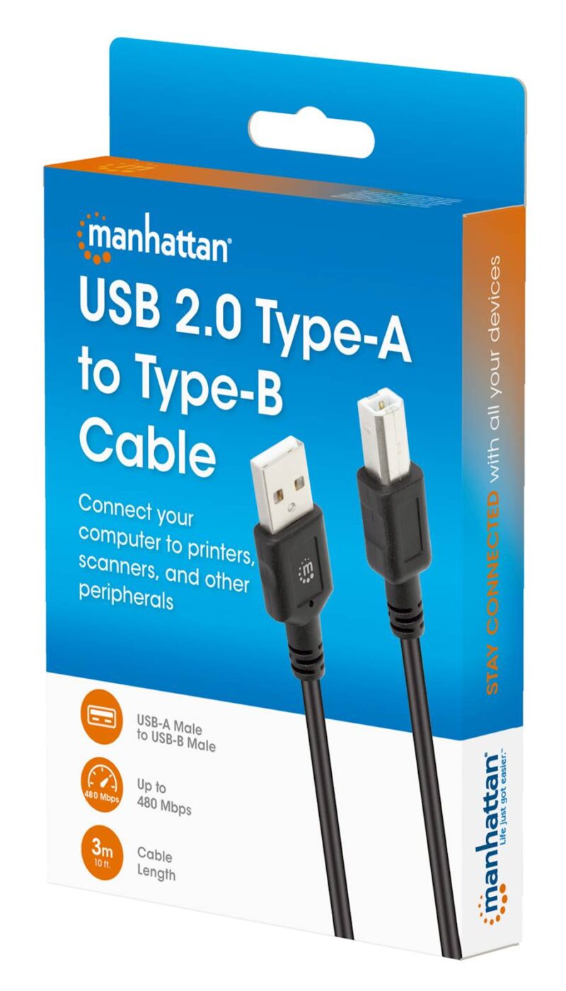 Kabel USB 2.0 Type A to Type-B 3m MANHATTAN