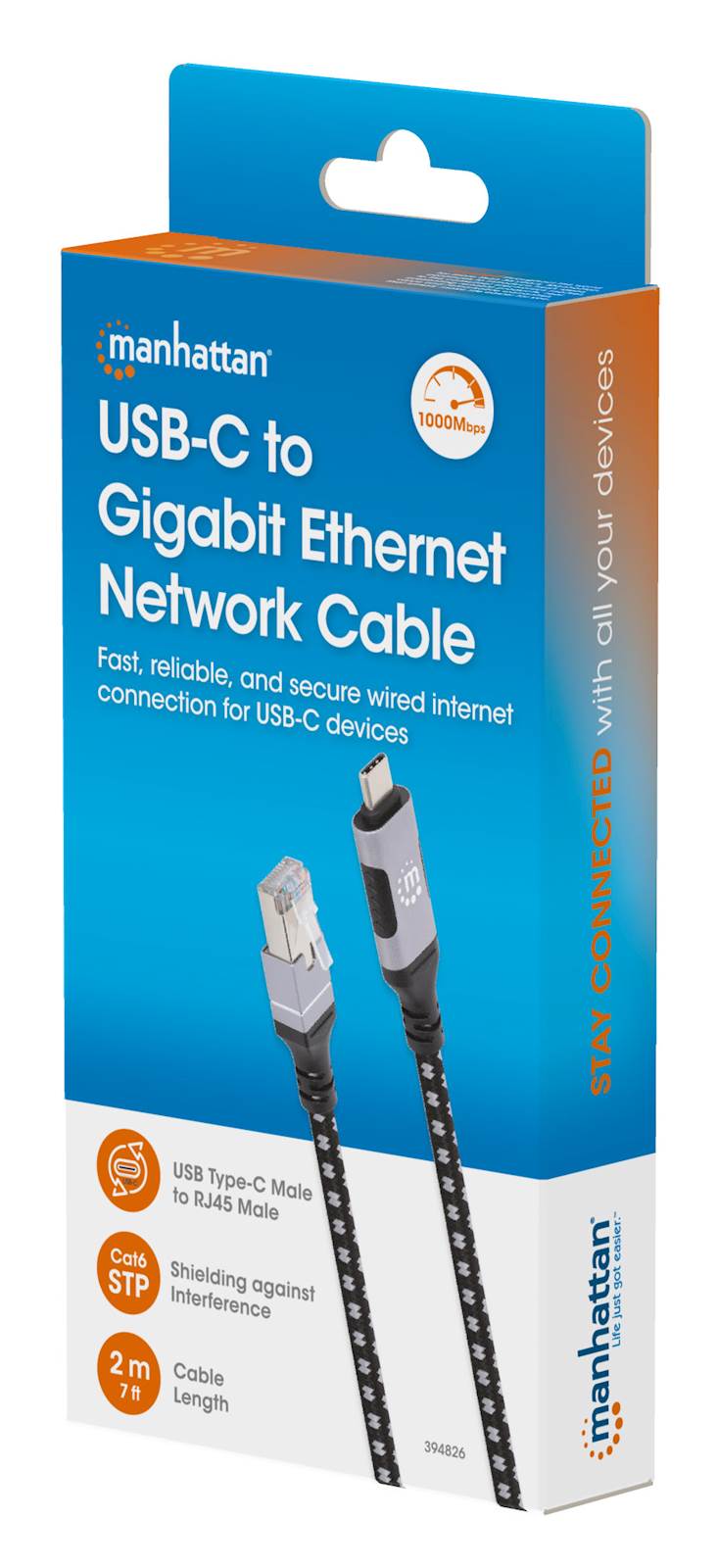 USB Type C to RJ45 Male Ethernet 3.0  2m