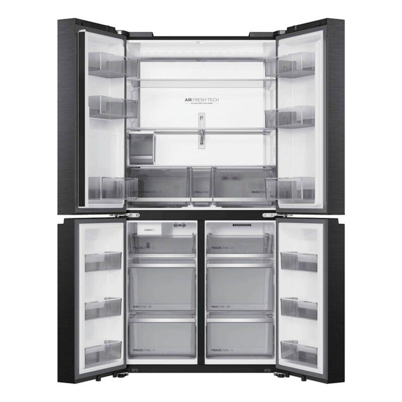 Hladilnik HAIER HCR79F18CHMB, 182,5 cm, C, 700 l, 4-vratni, Črna