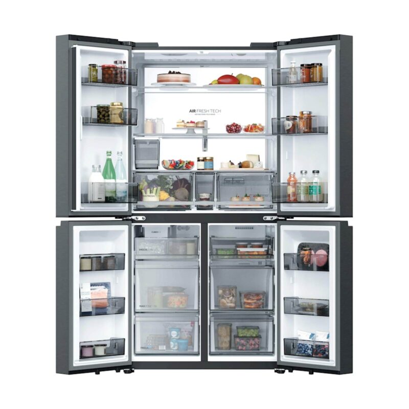 Hladilnik HAIER HCR79F18CHMB, 182,5 cm, C, 700 l, 4-vratni, Črna