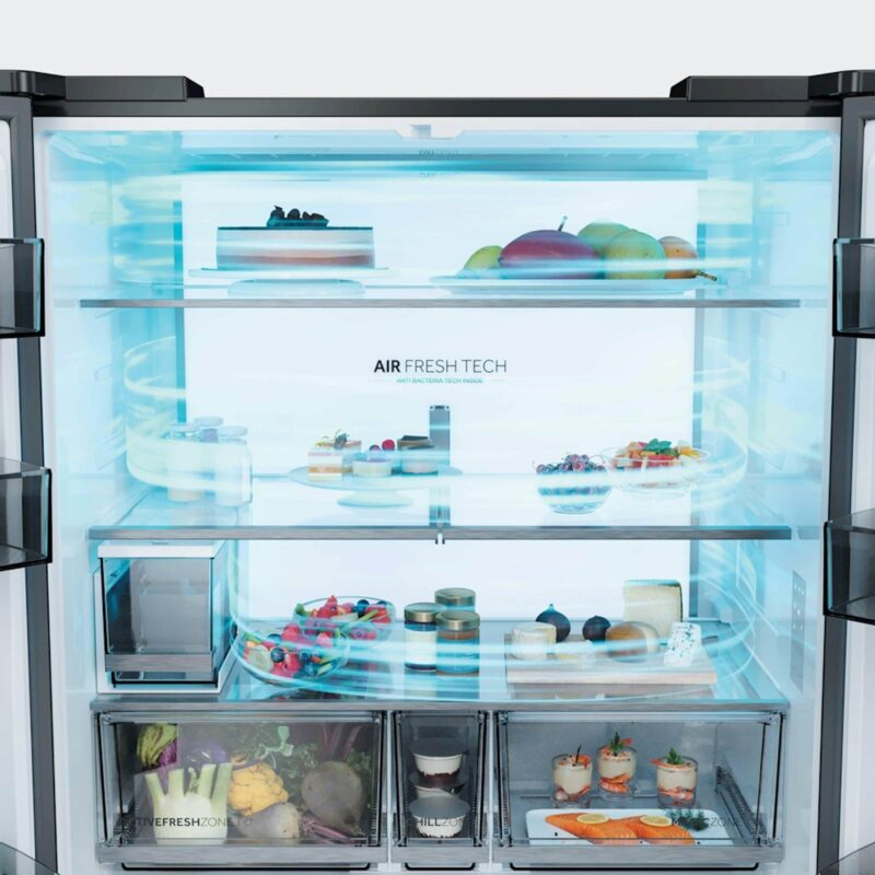 Hladilnik HAIER HCR79F18CHMB, 182,5 cm, C, 700 l, 4-vratni, Črna