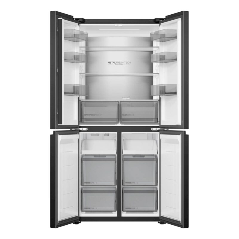 Hladilnik HAIER HCR58S18DNMB, 185 cm, D, 523 l, 4-vratni, Črna