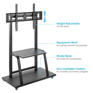 Multimedijski voziček 37''-100'' MANHATTAN, 150kg, naklon 0°, črne barve