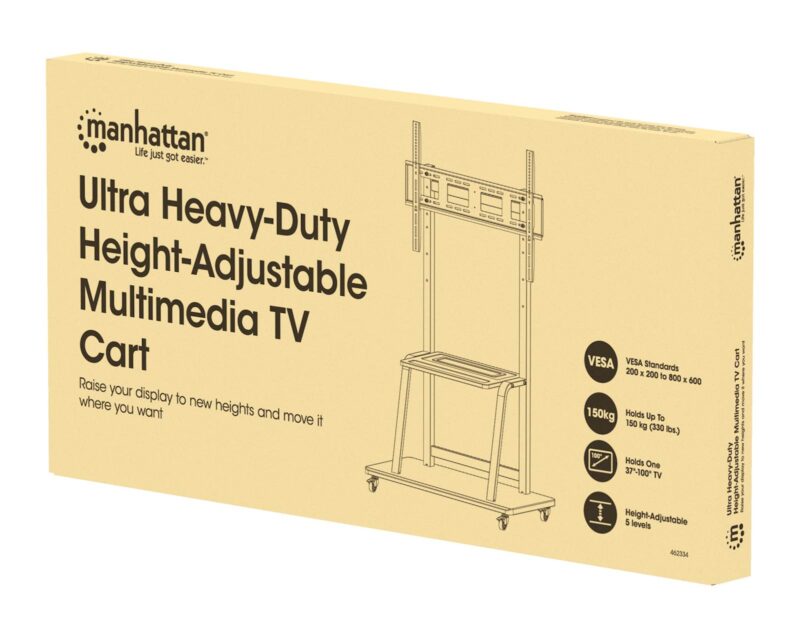 Multimedijski voziček 37''-100'' MANHATTAN, 150kg, naklon 0°, črne barve
